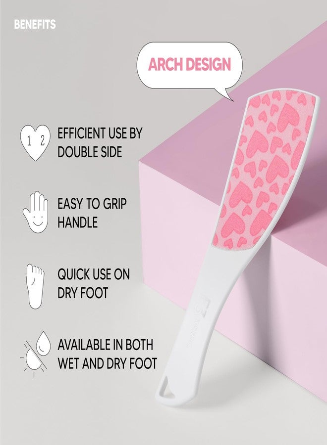 F3 Systems S-Line Emery Foot File(Pink Heart), Colossal Double-Sided Pedicure Tool, Effective for Cracked Heel, Ergonomic Design for Easy Grip - Image 3